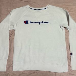Champion White Sweatshirt with Blue Logo
